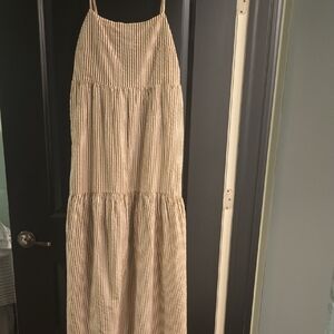 Z Supply Tan and White Striped Dress